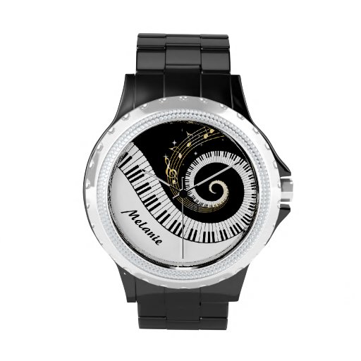 Customizable Piano Keys and Gold Music Notes Watch Zazzle