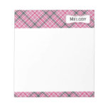Customizable Pink and Black Plaid Scratch Pad