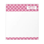 Customizable Pink and White Plaid Note Pad