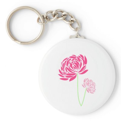 Customizable Pink Flower Keychains