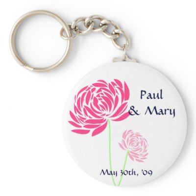 Customizable Pink Flower Keychain