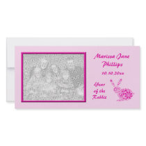 Customizable Pink Flower Rabbit Photocard Photo Card