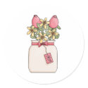 Customizable Pink Flower Vase for Mom stickers
