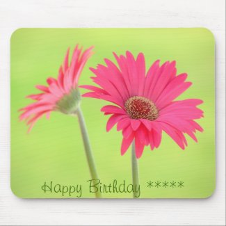 Customizable Pink Gerber Daisies on Green mousepad