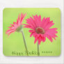 Customizable Pink Gerber Daisies on Green Mouse Pads