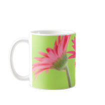 Customizable Pink Gerber Daisies on Green Mug