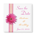 Customizable Pink Gerbera Daisy Monogram Magnet