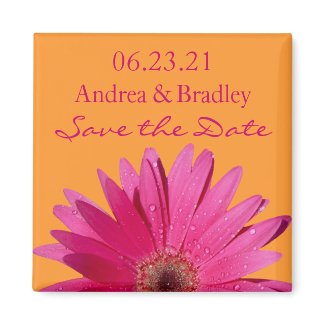 Customizable Pink Gerbera Daisy Monogram Magnet magnet