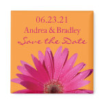 Customizable Pink Gerbera Daisy Monogram Magnet