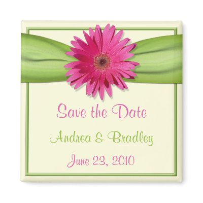 Customizable Pink Gerbera Daisy Monogram Magnet