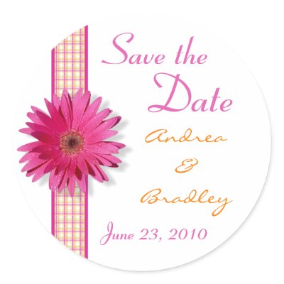 Customizable Pink Gerbera Daisy Monogram Sticker