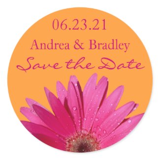 Customizable Pink Gerbera Daisy Monogram Sticker sticker