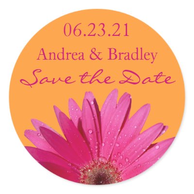 Customizable Pink Gerbera Daisy Monogram Sticker