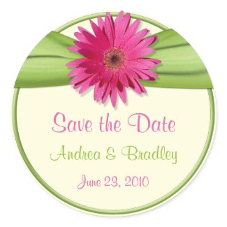 Customizable Pink Gerbera Daisy Monogram Sticker sticker