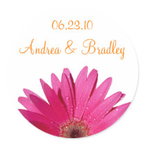 Customizable Pink Gerbera Daisy Monogram Sticker