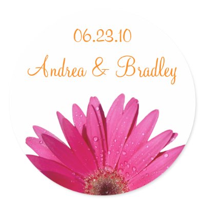 Customizable Pink Gerbera Daisy Monogram Sticker