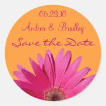 Customizable Pink Gerbera Daisy Monogram Sticker