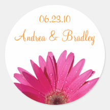 Customizable Pink Gerbera Daisy Monogram Sticker