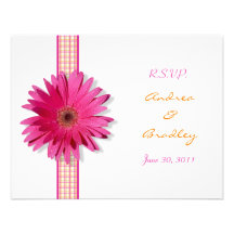 Customizable Pink Gerbera Daisy Response Card Personalized Announcement