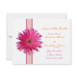 Customizable Pink Gerbera Daisy Save the Date Card Custom Invites
