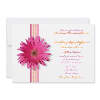 Customizable Pink Gerbera Daisy Wedding Invitation invitation