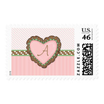 Customizable Pink Heart Cards postage