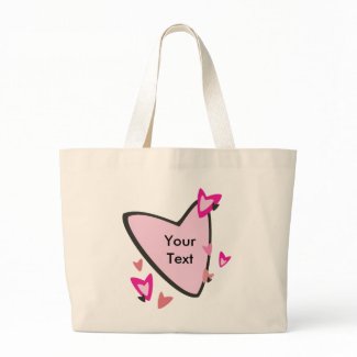 Customizable Pink Heart Tote Bag