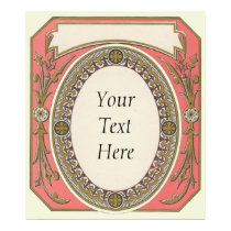 Customizable Pink Vintage Border Poster posters