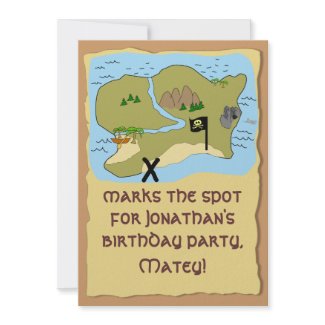 Treasure Map Kids Birthday or Pirate Party Invitations