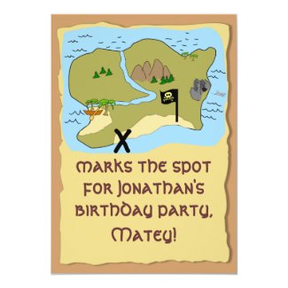 Customizable Pirate Birthday Party Invitations Map