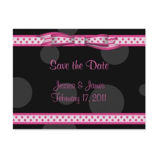 Customizable Polka Dot Save the Date Postcard postcard