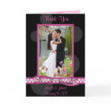 Customizable Pink and Black Polka Dots Wedding Photo Thank You Card