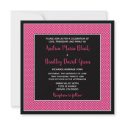 Customizable Pink and Black Polka Dot Wedding Invitation - Square Style