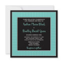 Customizable Aqua and Black Polka Dot Wedding Invitation - square style