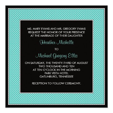 Customizable Polka Dot Wedding Invitation - Aqua