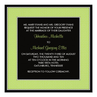 Customizable Polka Dot Wedding Invitation - Green