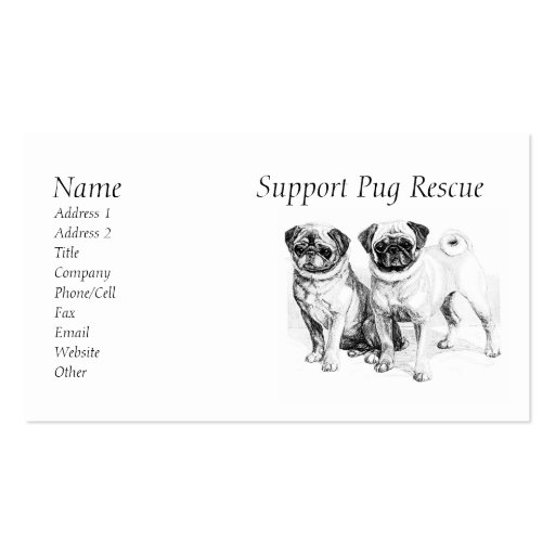 Customizable Precious Pugs Business Cards (front side)