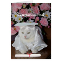 Customizable Pretty Cat Female Graduation cards