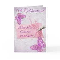 Customizable Pretty Pink Butterfly Design Greeting Card