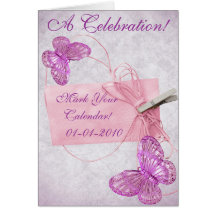 Customizable Pretty Pink Butterfly Design Greeting Card