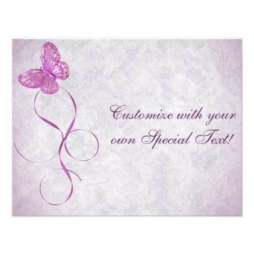 Customizable Pretty Pink Butterfly Design Custom Invites