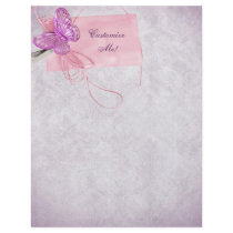 Customizable Pretty Pink Butterfly Design Letterhead