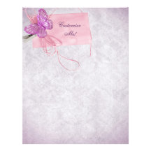 Customizable Pretty Pink Butterfly Design Letterhead
