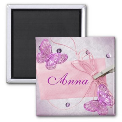 Customizable Pretty Pink Butterfly Design Fridge Magnets