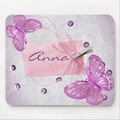 Customizable Pretty Pink Butterfly Design Mouse Pad