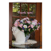Customizable Pretty White Cat Thank You cards