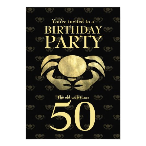 Customizable Printed Rustic Gold Crab Birthday Custom Invitations
