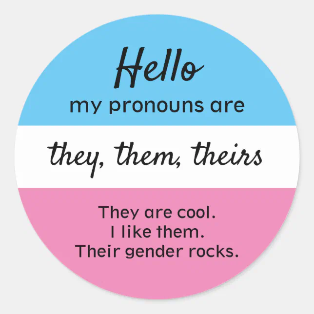 Customizable Pronouns Sticker They Them Pronouns Classic Round Sticker