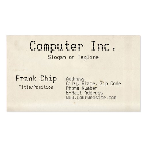 Customizable Punched Card Business Card Template (back side)