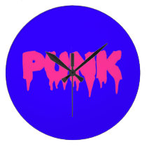 Customizable "PUNK" Pink Drip Font Clock wall clocks